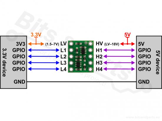 Logic Level Shifter 4-channel bidirectional - Pololu 2595